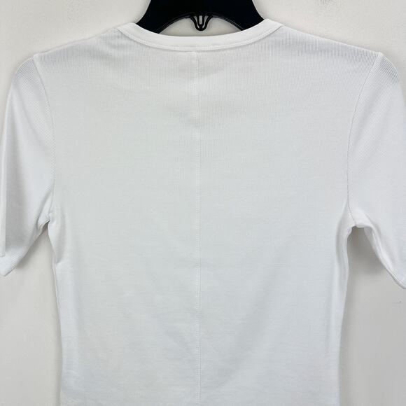 Madewell Regenerative Cotton Ribbed Elbow Sleeve Tee Shirt White Medium NWT - Picture 13 of 13